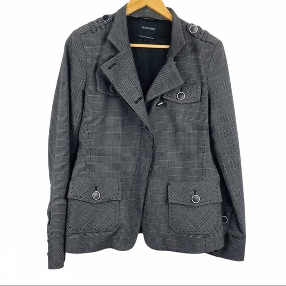 Nicole  Benisti Gray Plaid Single Breasted blazer Jacket women size  6 - Picture 2 of 14